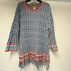 Ruby Rd Womens Pullover Knit Sweater Tunic with Beaded Fringe Plus Size 3X